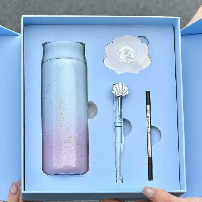 Starbucks China 2026 Undersea Wonder Series Parker ballpoint pen collaboration with thermos cup gift box