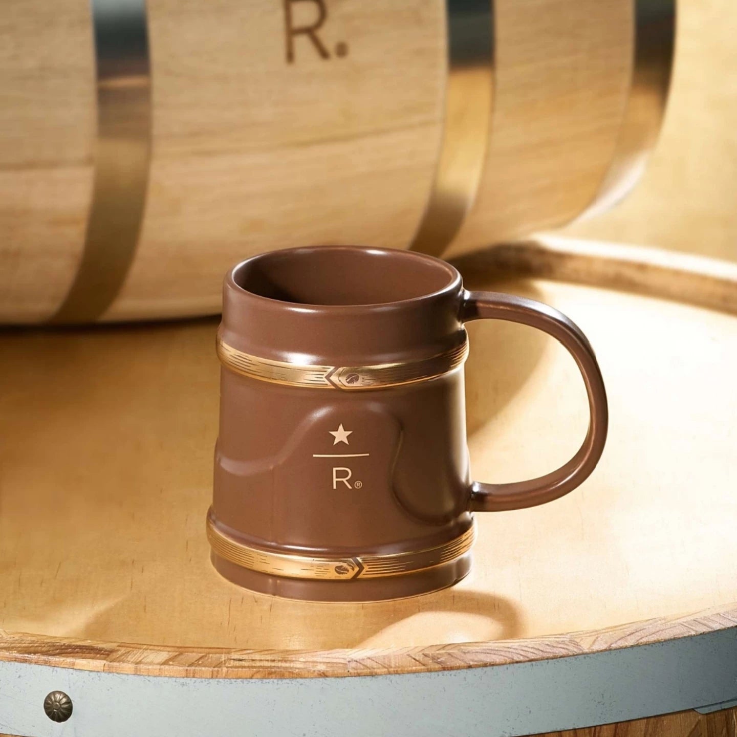 Starbucks China 2026 Whiskey Barrel-Aged Inspired Series 473ml Oak Barrel Shape Mug