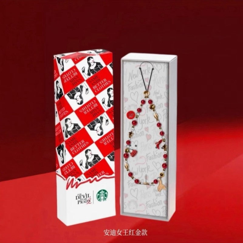 Starbucks China 2026 and The Devil Wears Prada Collaboration Series red mobile phone chain without giftcard