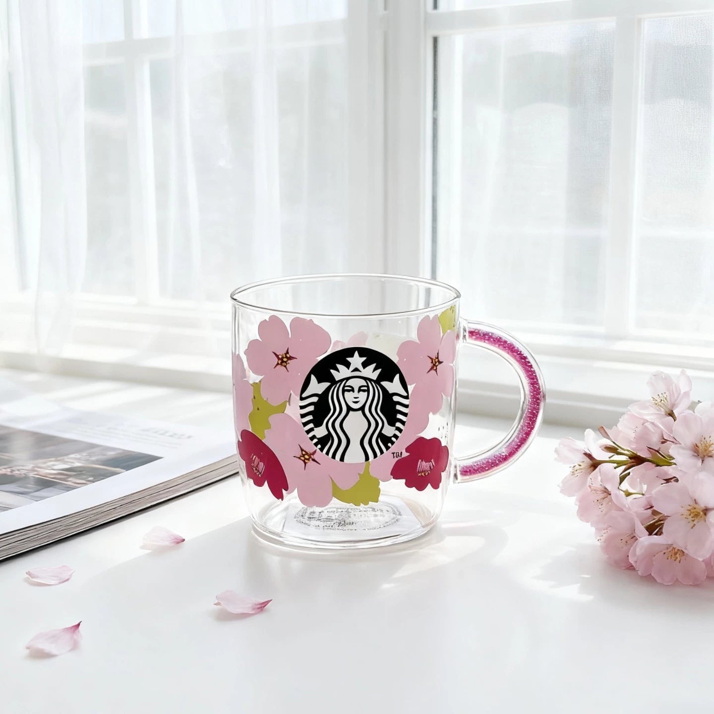Starbucks Japan 2024 Sakura Series 296ml Sakura Flower Glass Mug
