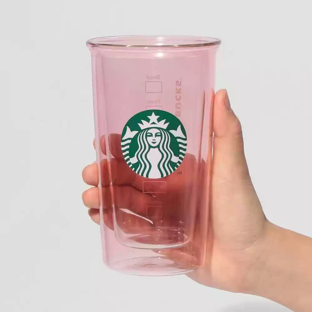 Starbucks Japan 2025 Sakura series Pink Double Glass Cup 355ml