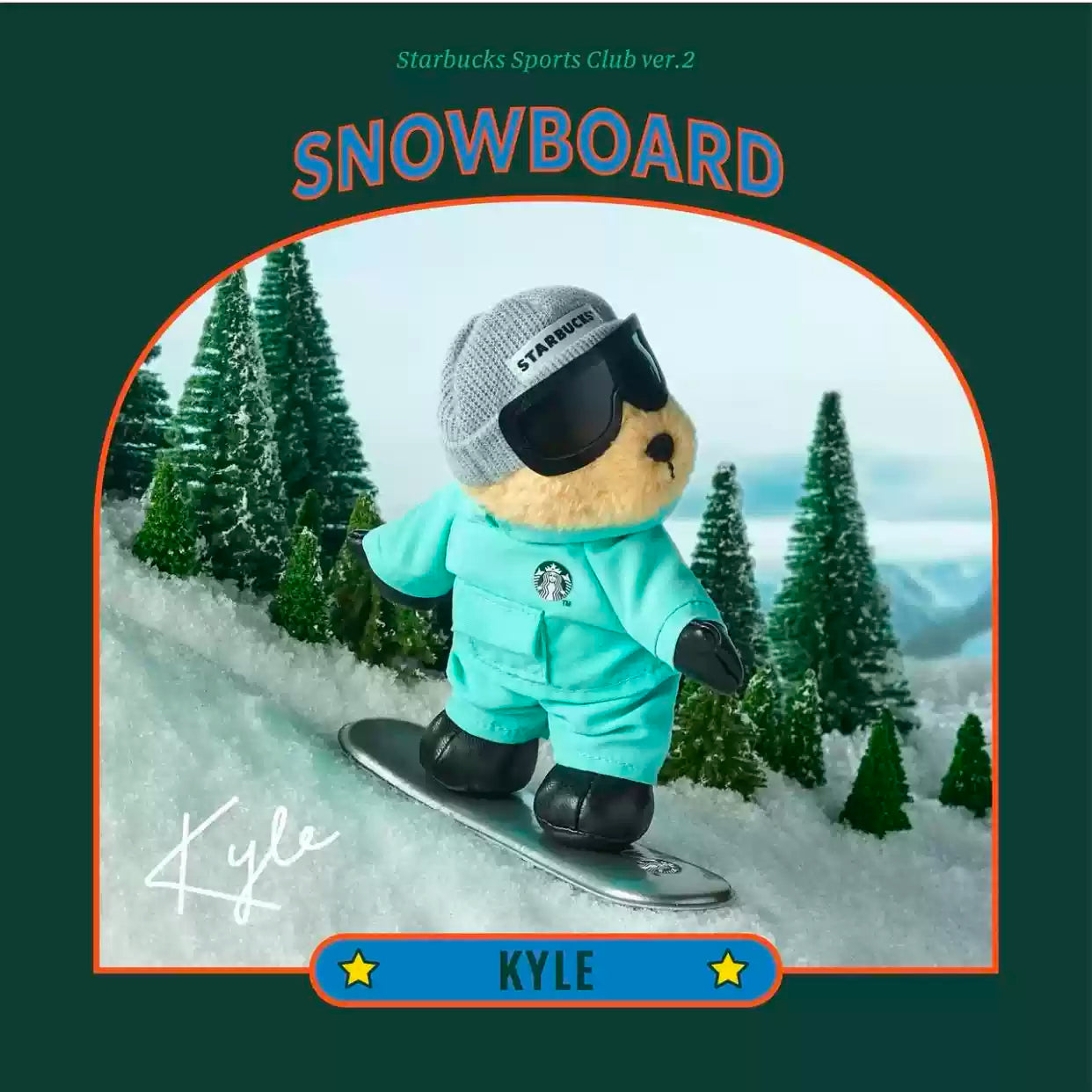 Starbucks Korea 2025 bearista sports keychain KYLE snowboard