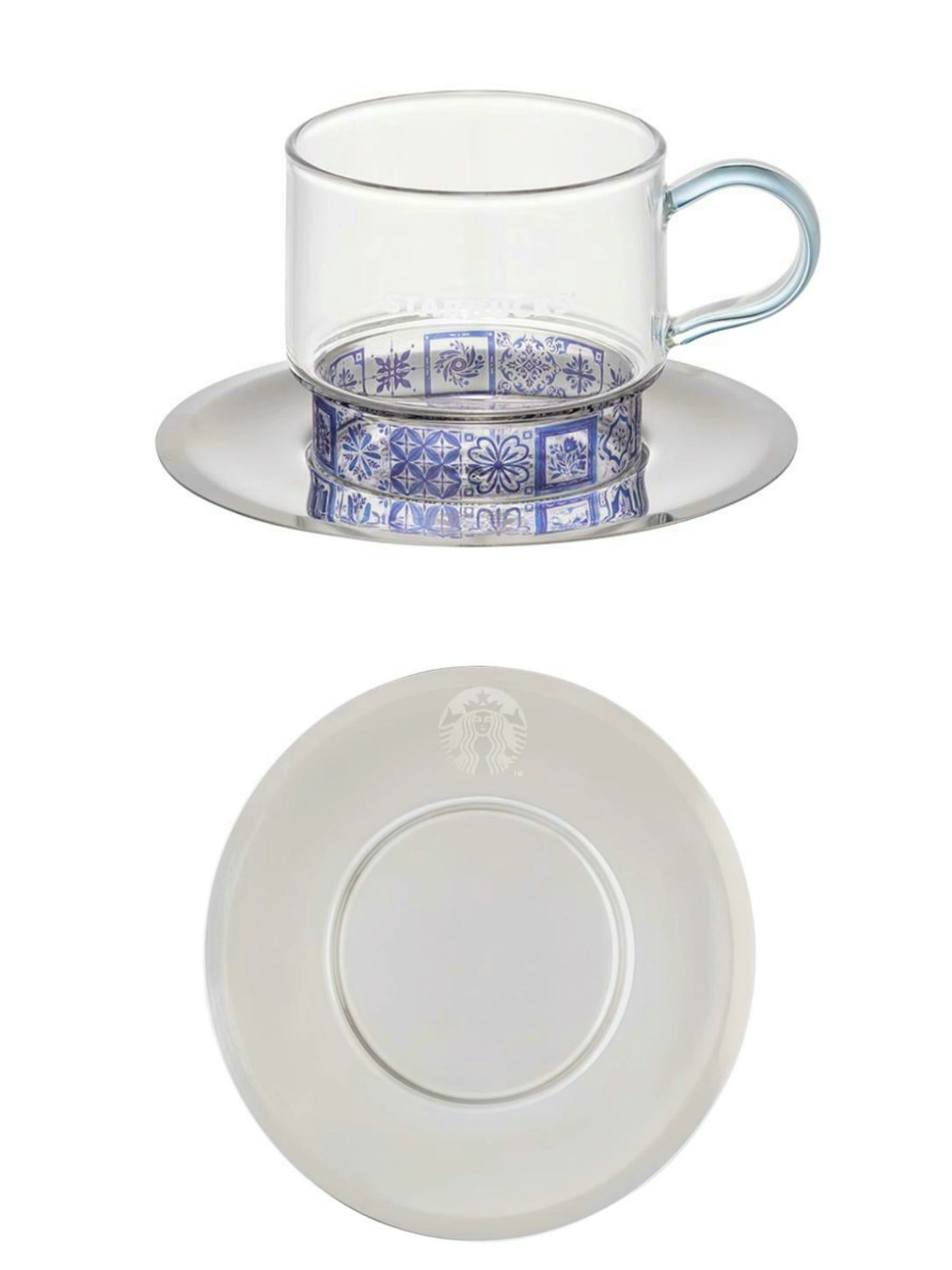 Starbucks Korea Summer 2026 Mediterranean-Style Series Glass Stainless Steel Plate Set 237ml 8.34oz