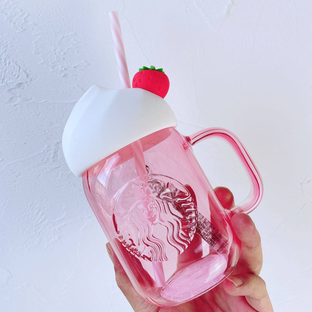 Starbucks Strawberry Cream Glass Mason Cup 600ml