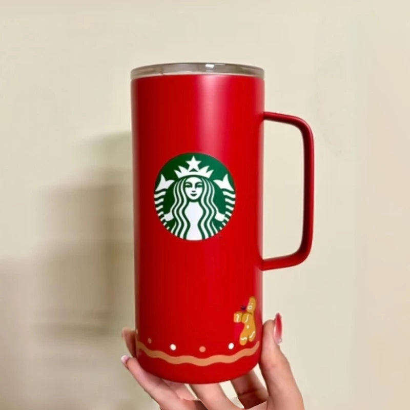 Starbucks Taiwan 2025 Christmas Party Series Red Stainless Steel Handle Cup 503ml 17.7oz