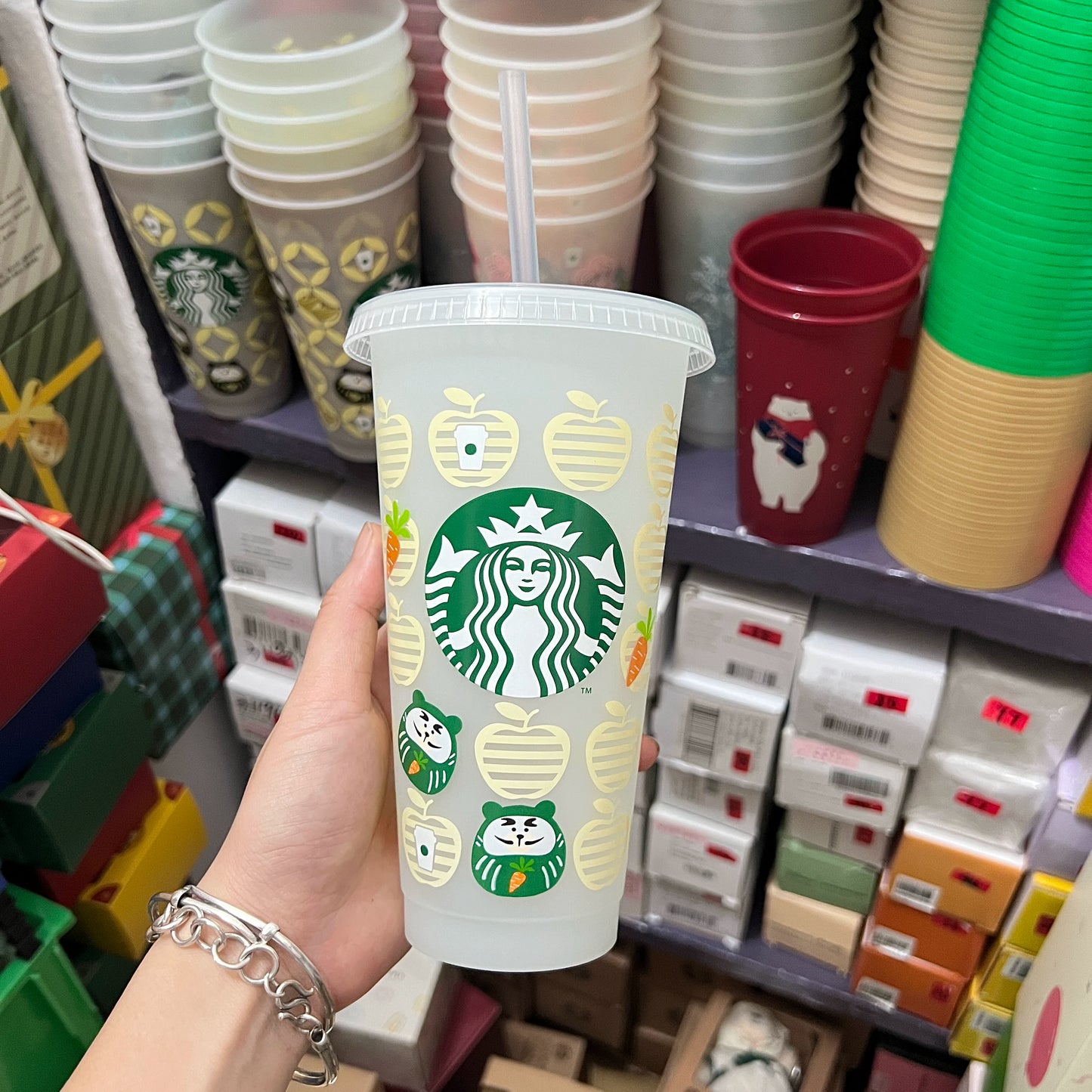 2PCS - Starbucks Taiwan 2026 New Year's Lucky Daruma Series C Straw Cup 710ml -opened