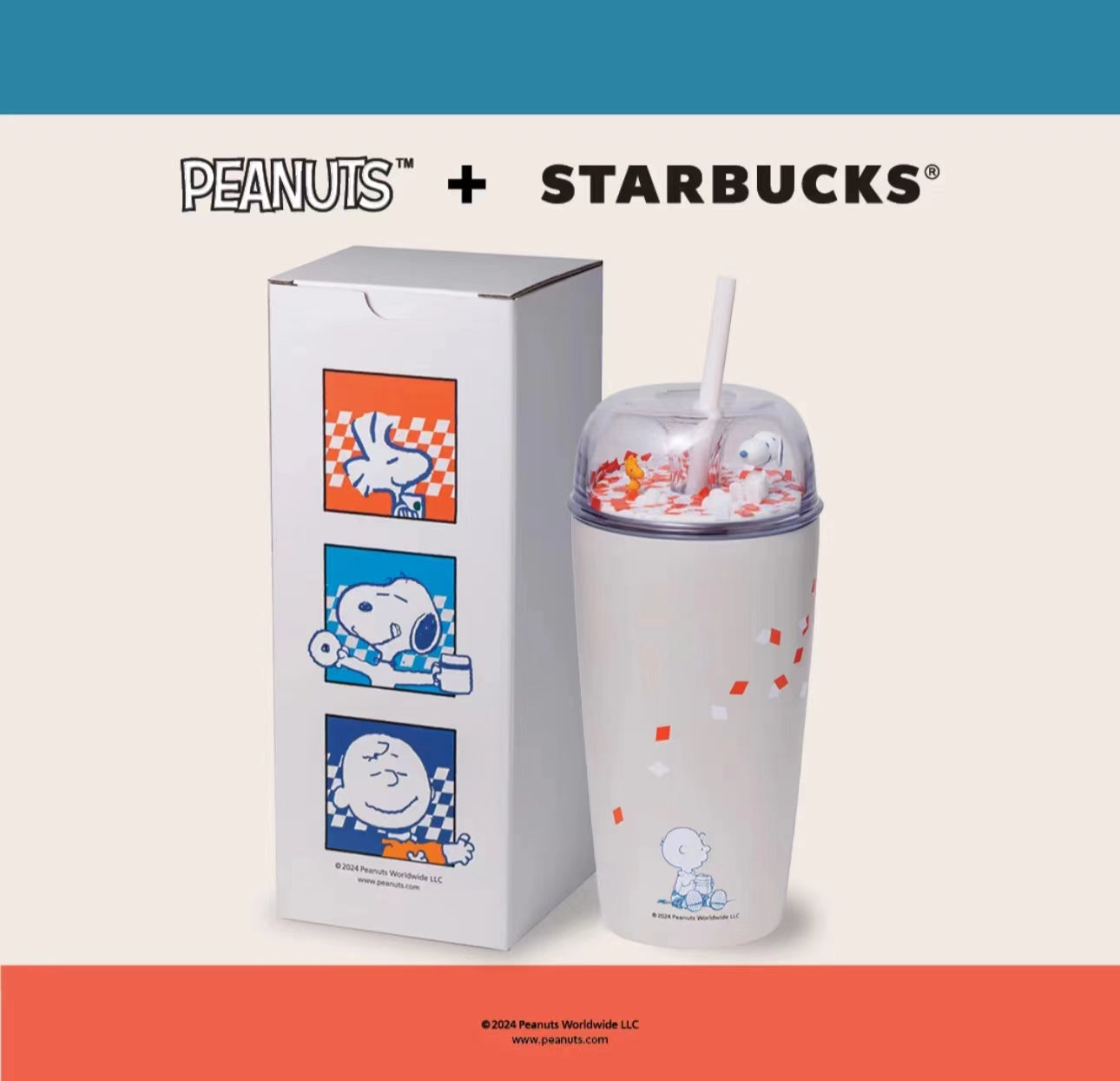 Starbucks X Peanuts co-brand collection White stainless steel cup straw cup Starbucks loveinstarbucks