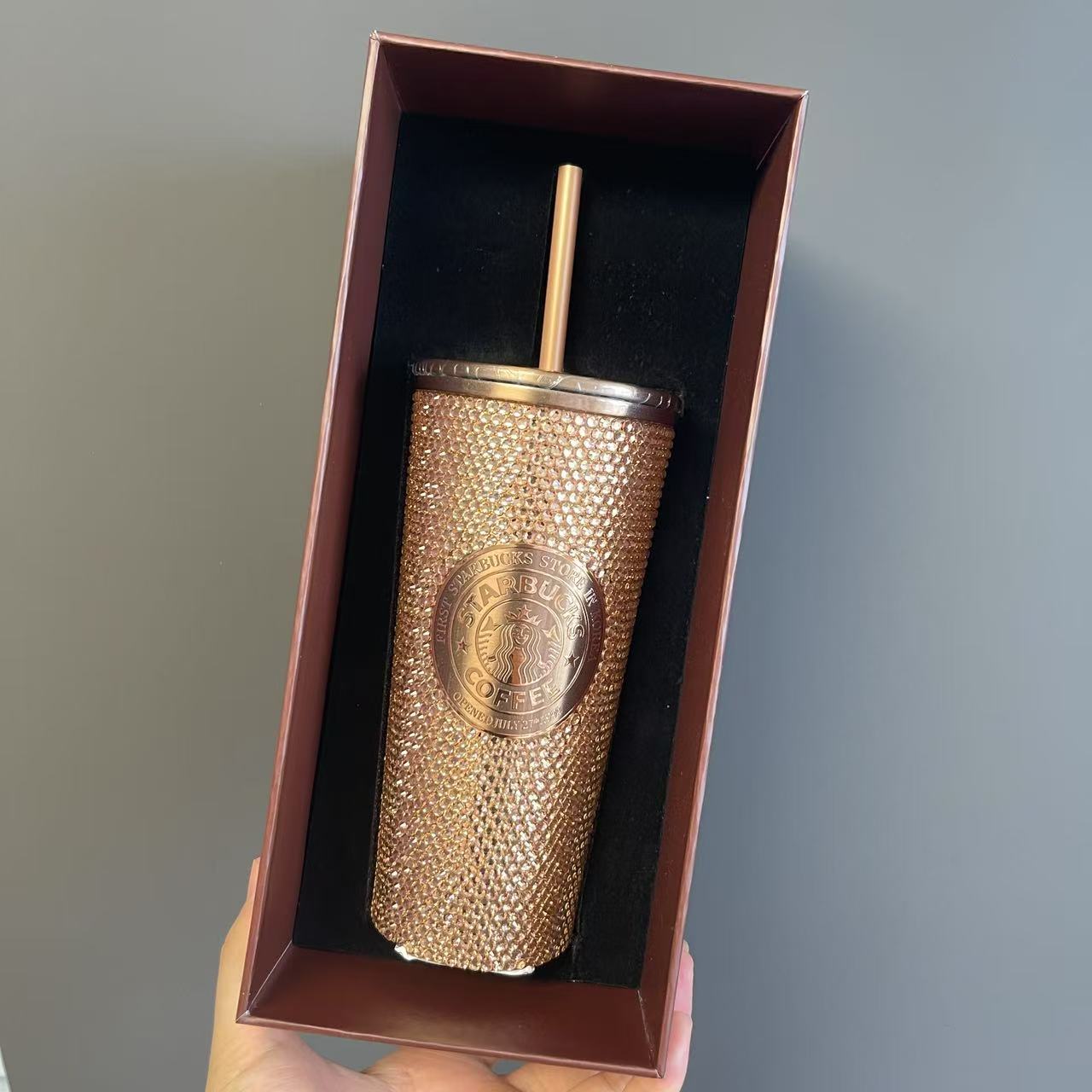 Starbucks Korea 2025 Golden rhinestones stainless steel cup