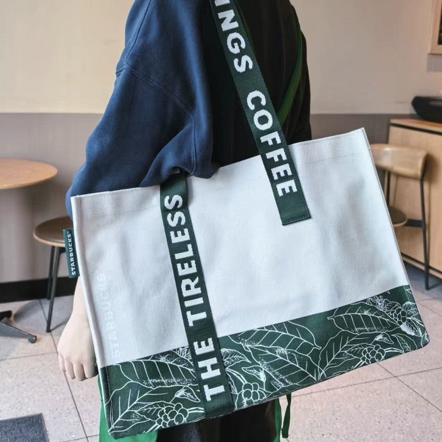 Starbucks China 2025 Star Ice Dumpling series white and green Tote Bag