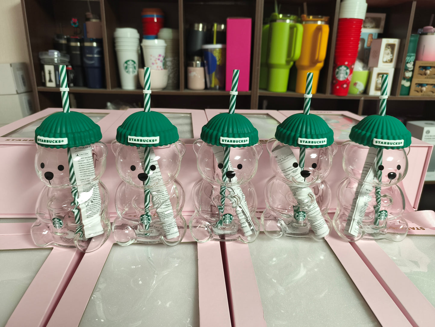 Starbucks 2025/2026 Green hat Bearista Bear glass - US Version