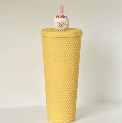 Starbucks China 2024 Summer yellow straw studded cup 24oz Starbucks loveinstarbucks