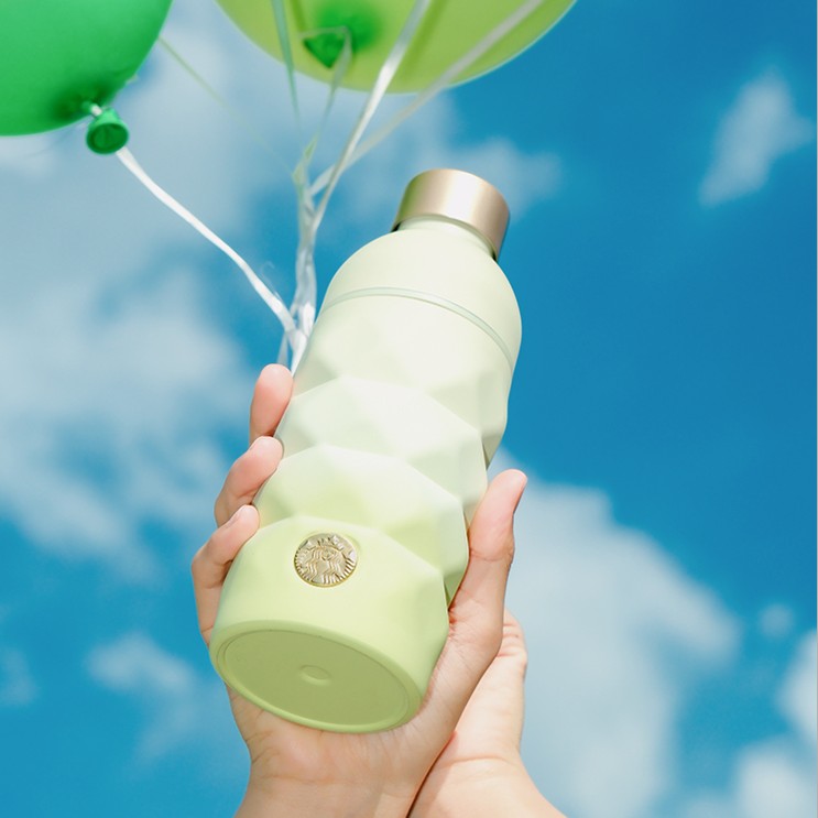 Starbucks China 2023 Music Carnival online Series Gradient green diamond shaped stainless steel cup 400ml Starbucks loveinstarbucks