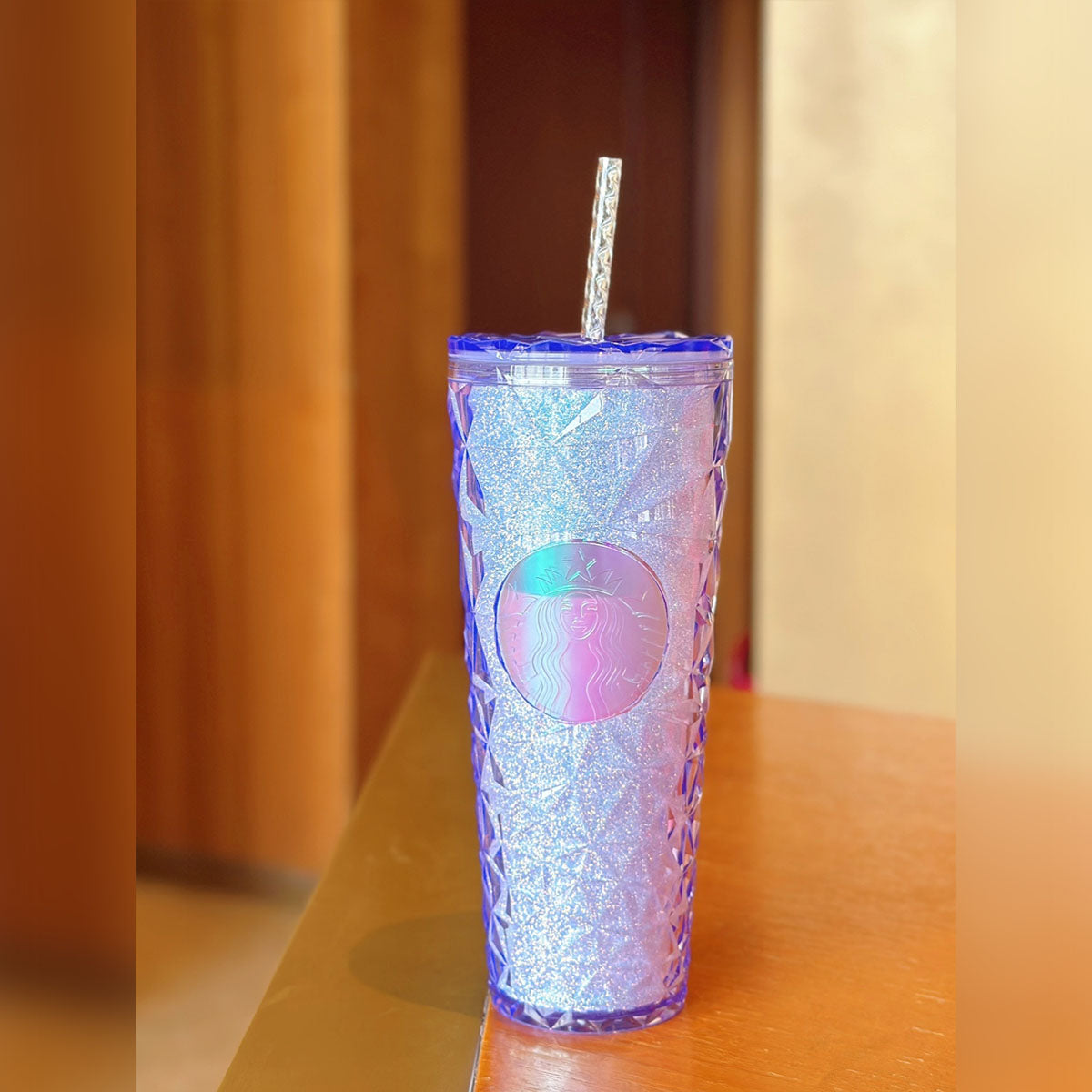 on sale Starbucks China 2023 Christmas winter day series purple Diamond  Glitter prism straw cold cup