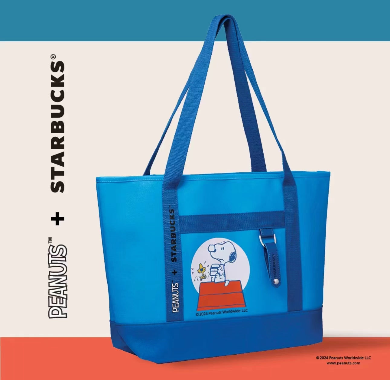 Starbucks X Peanuts co-brand collection Blue Snoopy Tote Bag Starbucks loveinstarbucks
