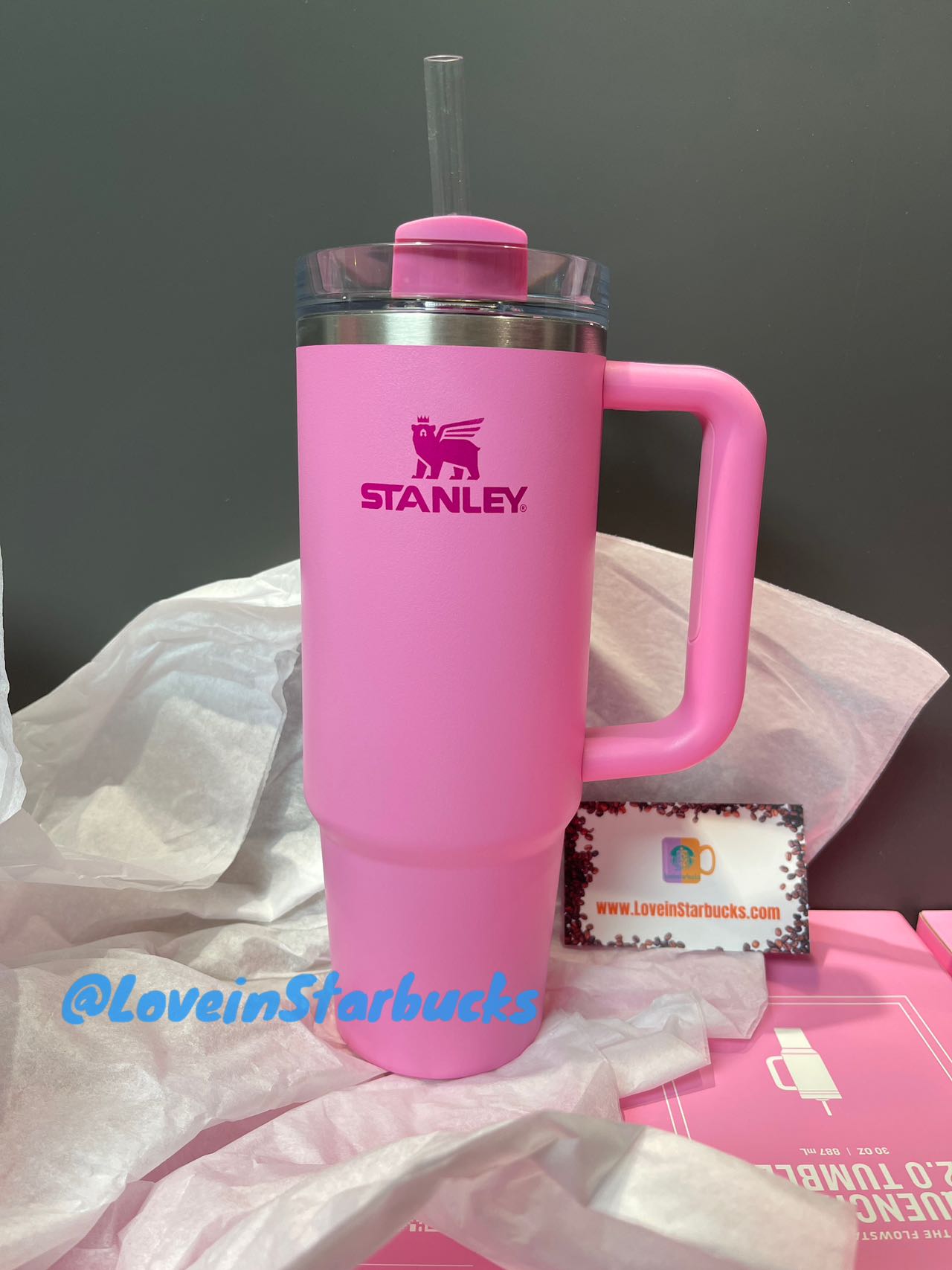 Stanley China 2024 Valentine's Day Peony pink stainless steel cup 30oz with box loveinstarbucks loveinstarbucks