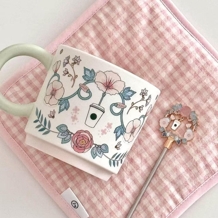 Starbucks China 2025 Spring Flower online Series Ceramic Mug with stirer