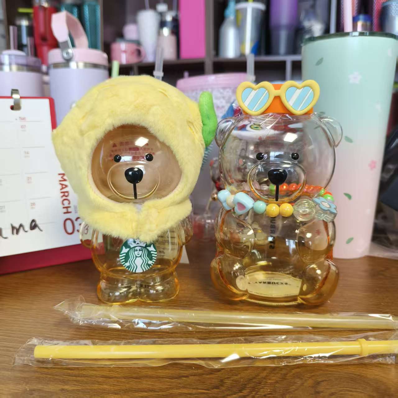 2pcs - Starbucks China tropical and lemon Bearista BEAR glass - please read details before order
