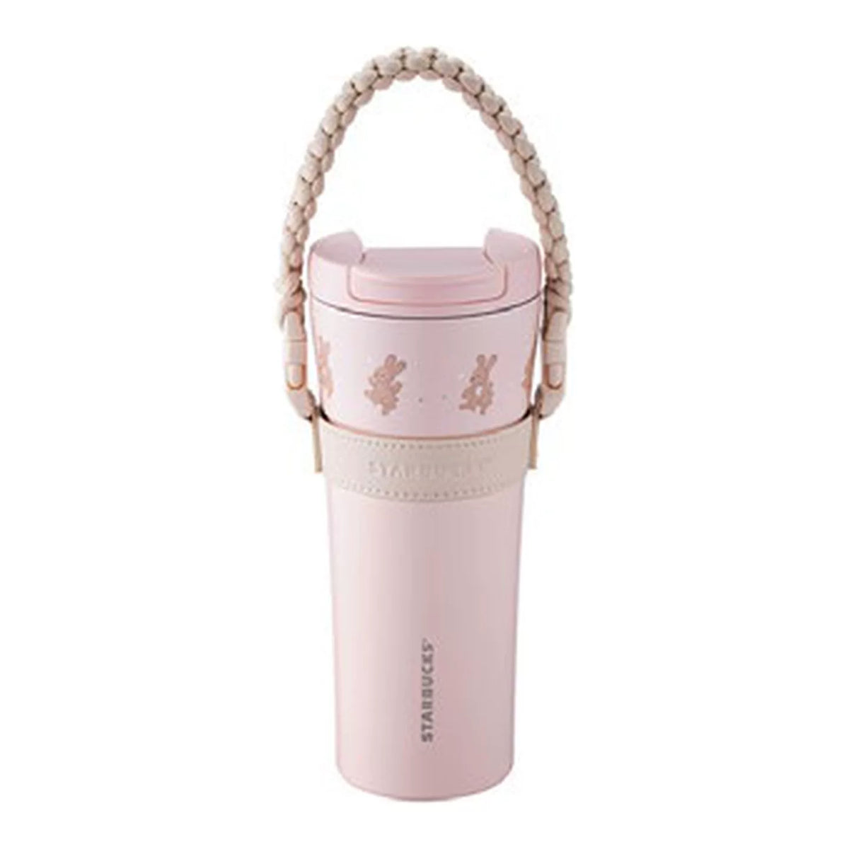 Starbucks Asia 2026 Christmas Series Pink Bunny Stainless Steel Travel Tumbler with Woven Strap 473ml 15.99oz