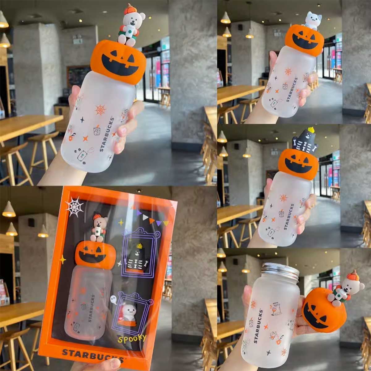 Starbucks China 2020 Halloween Pumpkin style glass cup with replacement cup decorations 370ml Starbucks loveinstarbucks