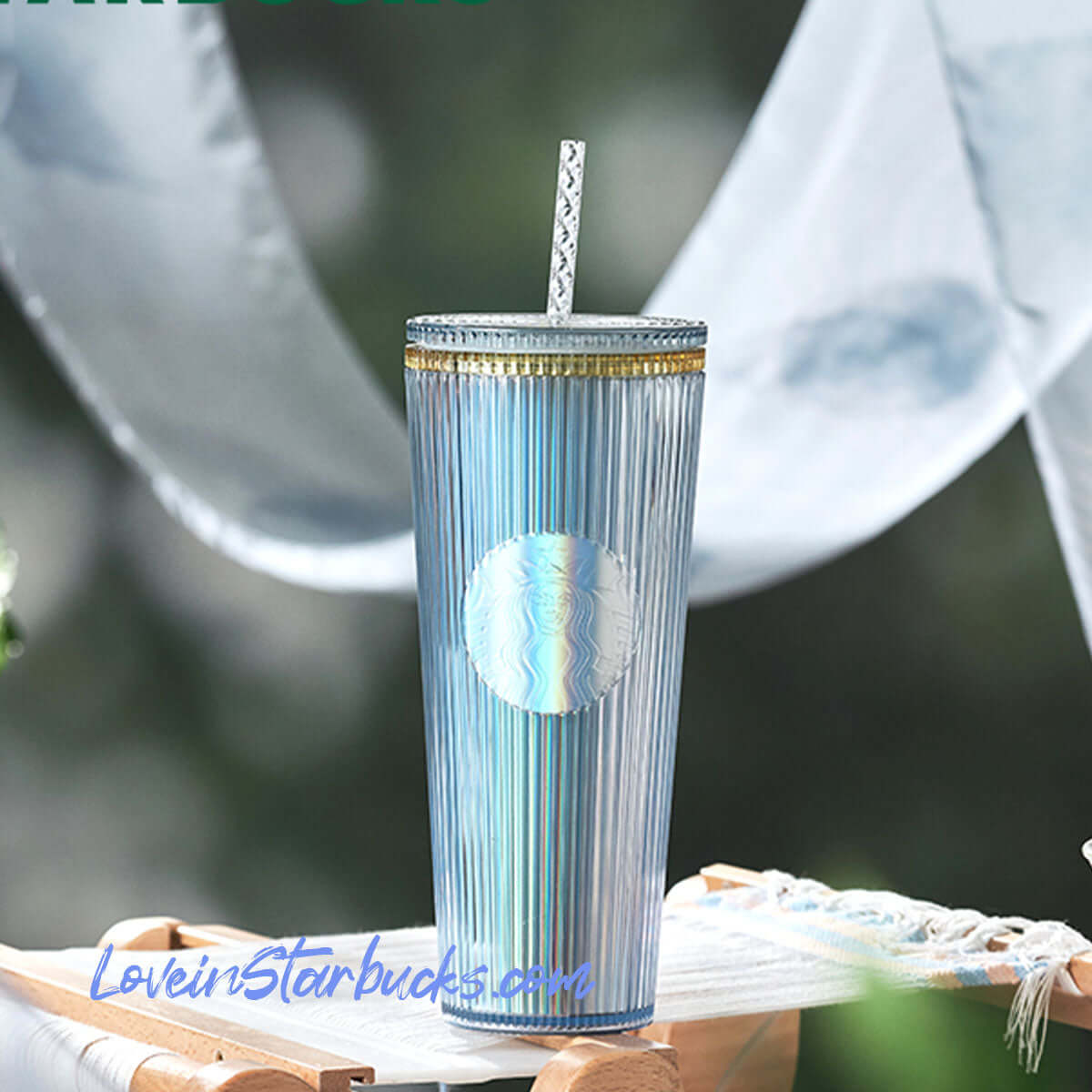 Starbucks China 2024 Misty Fields Series blue stripe cup 24oz Starbucks loveinstarbucks