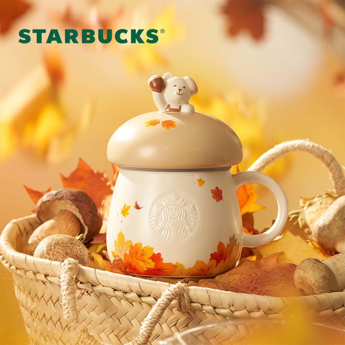 Starbucks 2024 Autumn Collection Bear-Shaped Mushroom Mug 414ml Starbucks loveinstarbucks
