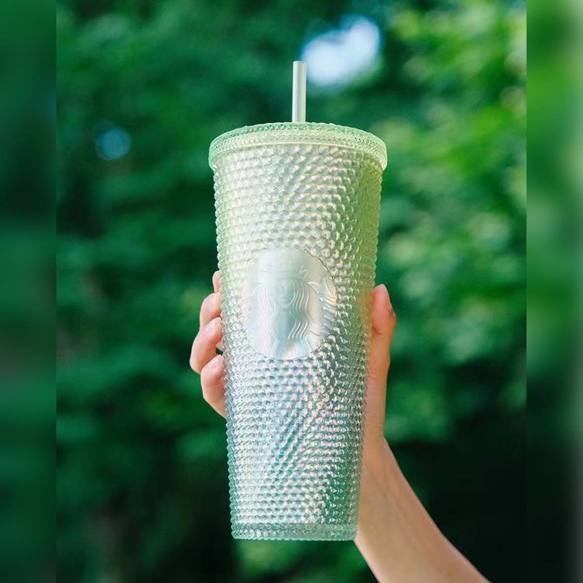 24oz cold cup starbucks on sale Starbucks China 2023 Natural online series Green apple studded straw cold cup 24oz Starbucks loveinstarbucks