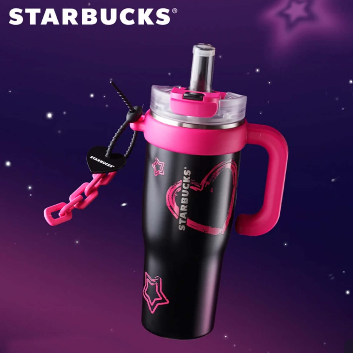 Starbucks China 2024 colorful summer black pink Stainless steel cup 1280ml  Starbucks loveinstarbucks
