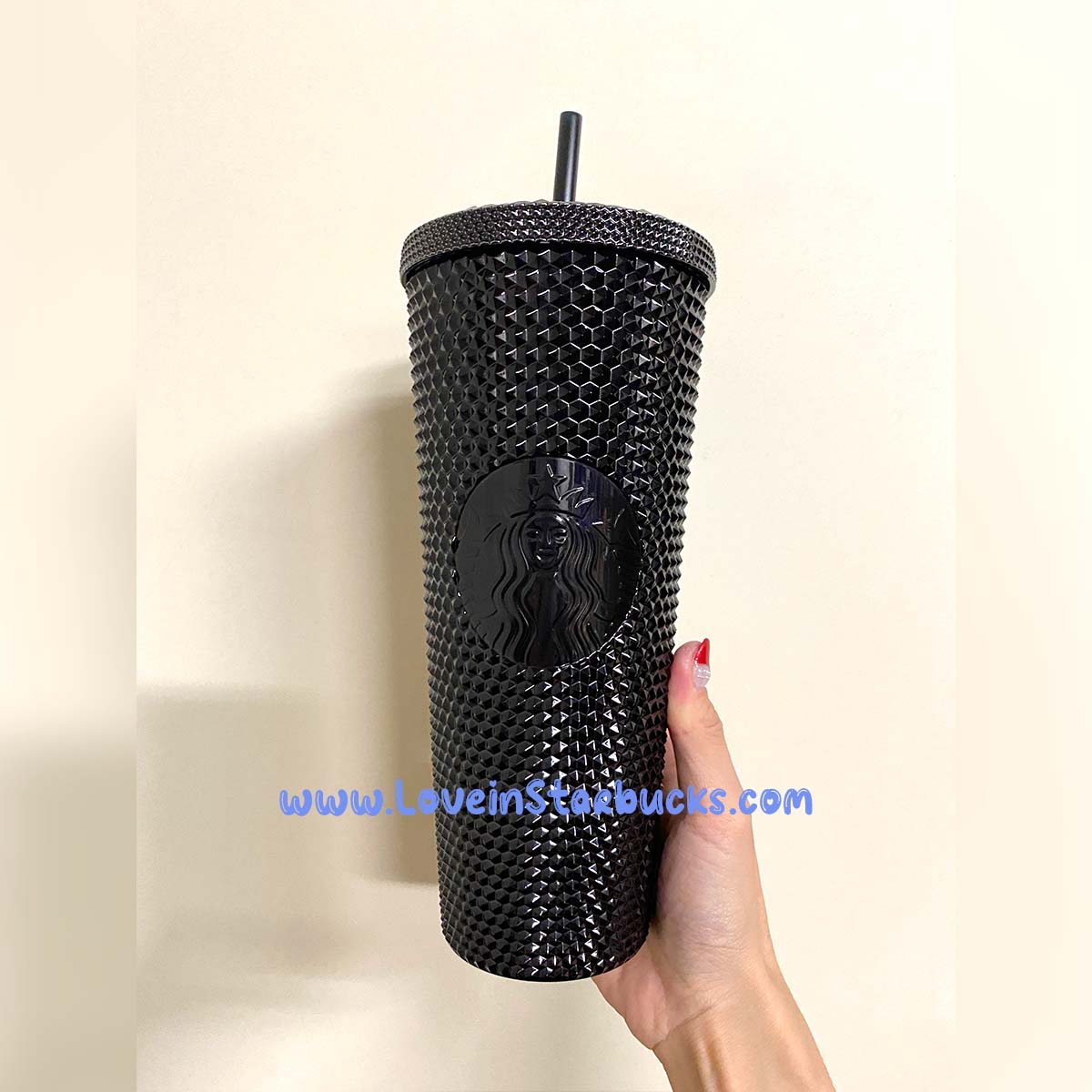 Starbucks Taiwan 2023 Christmas 1st series metallic chrome black studded  straw cold cup 24oz Starbucks loveinstarbucks