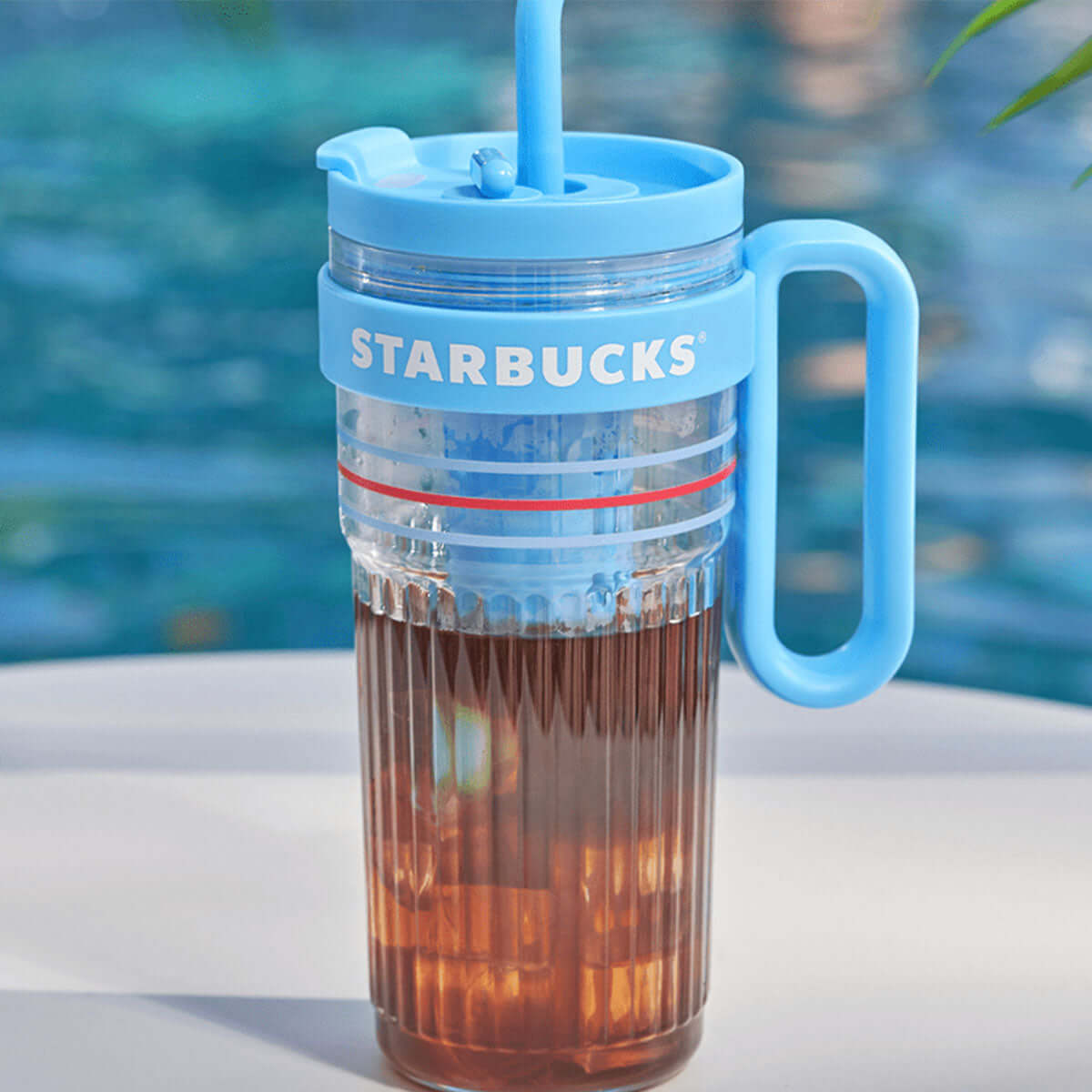 Starbucks China 2024 summer seaside online plastic cup 1000ml with handle loveinstarbucks loveinstarbucks