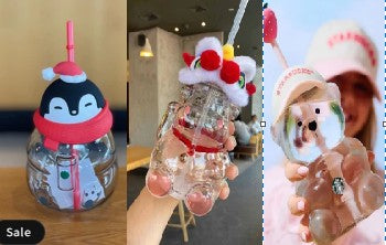 Starbucks Strawberry, cow, penguin three glass ., handling time is about 5 days
