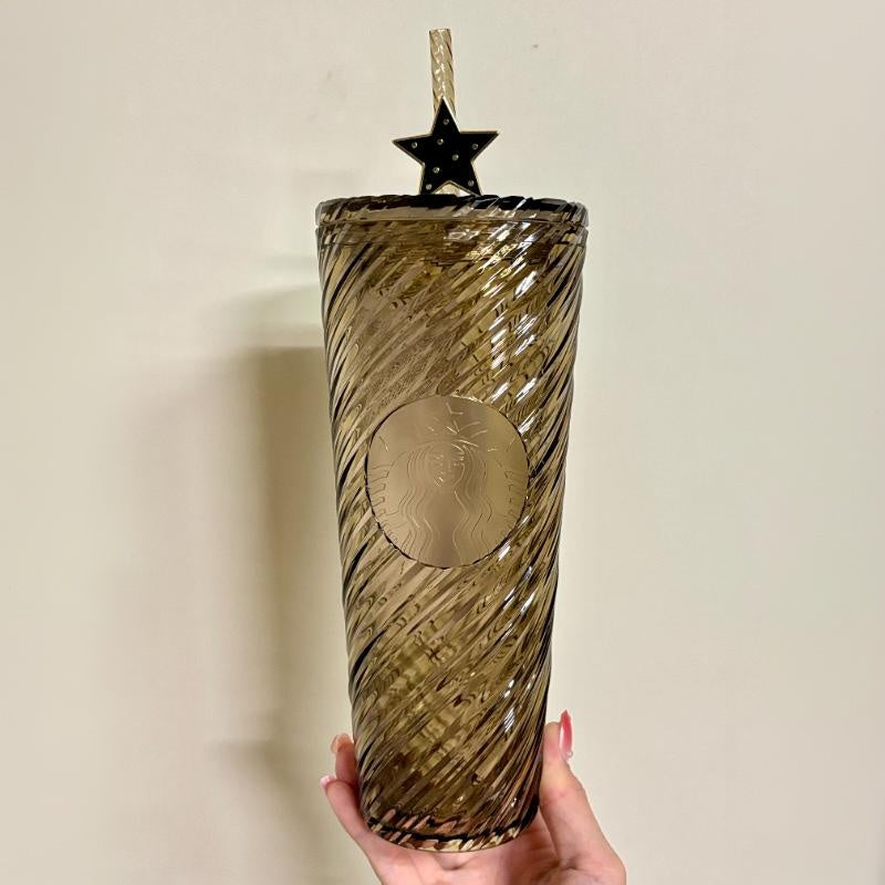 Starbucks Taiwan 2025 Christmas Party Serie yellow cold water cup 24oz coming with stopper