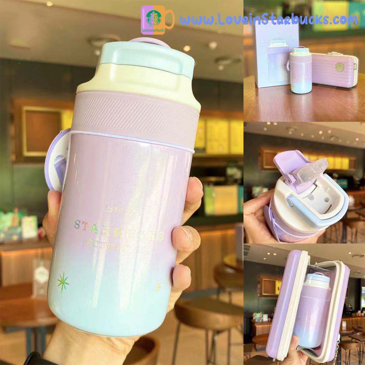 Starbucks tumblers 2021 China Dream star Kambukka Stainless steel straw cup with bag 280ml Starbucks loveinstarbucks