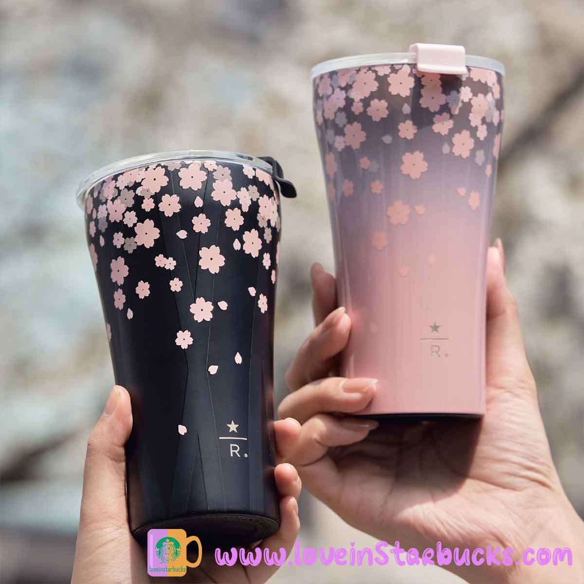 Starbucks Tumbler 2023 Reserve Artist Collection Limited Edition Cool Black  and Pink Sakura SS cup Starbucks