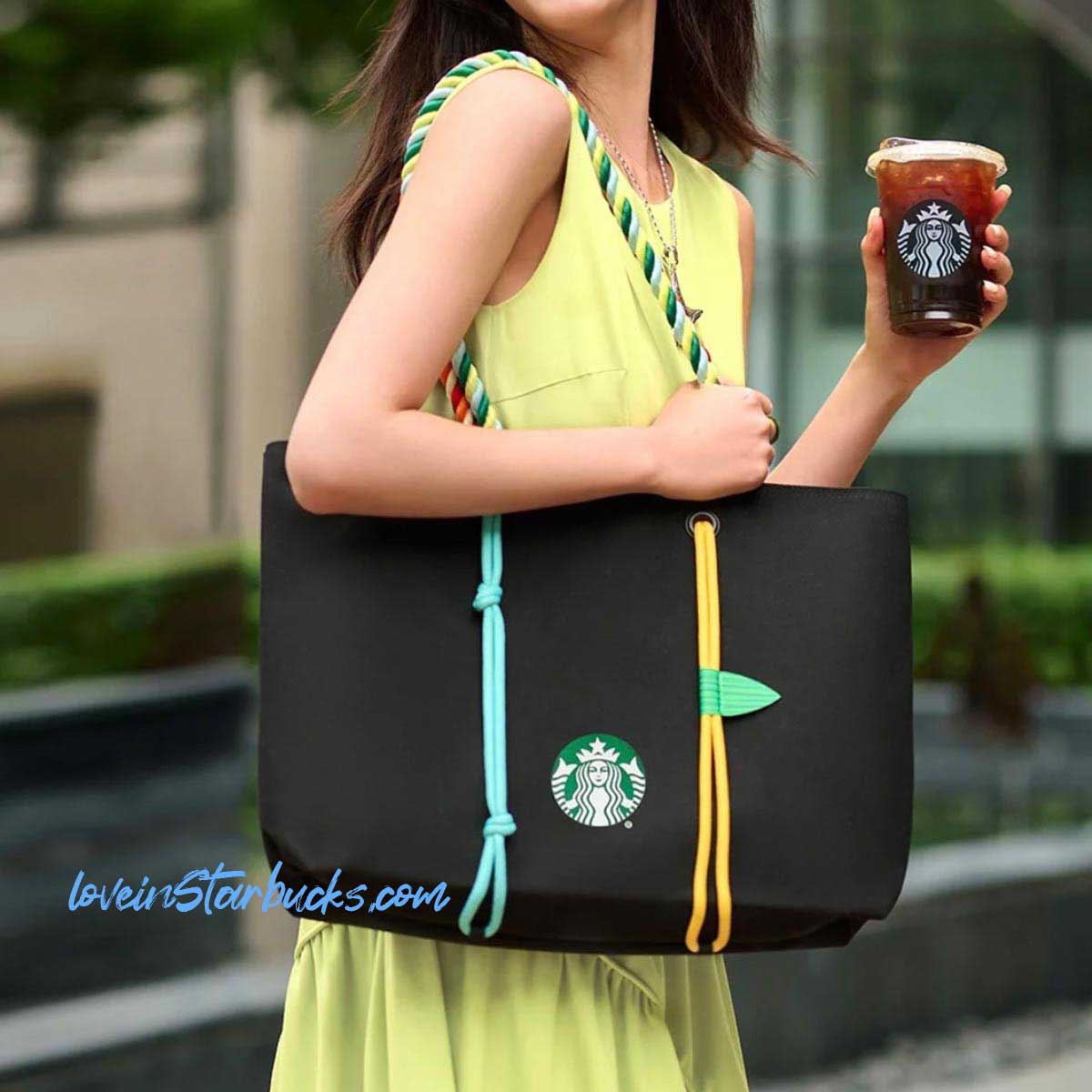 Starbucks China white/black Canvas Single Shoulder Bag Starbucks loveinstarbucks