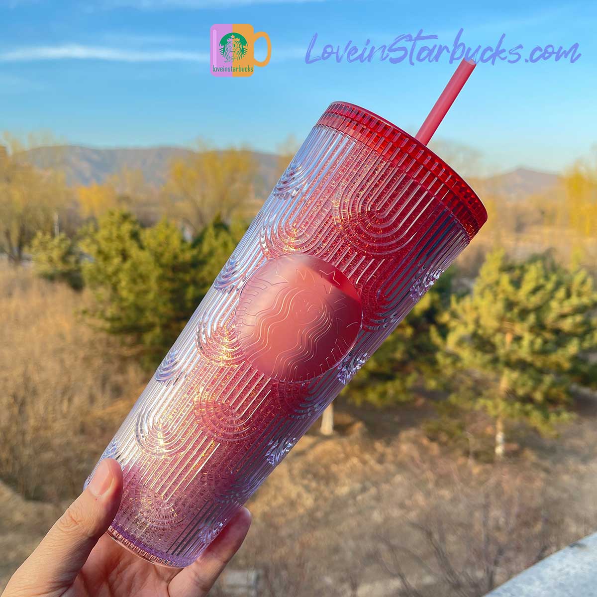 on sale Starbucks China 2023 new year online gradient red scale straw cold cup 24oz Starbucks loveinstarbucks