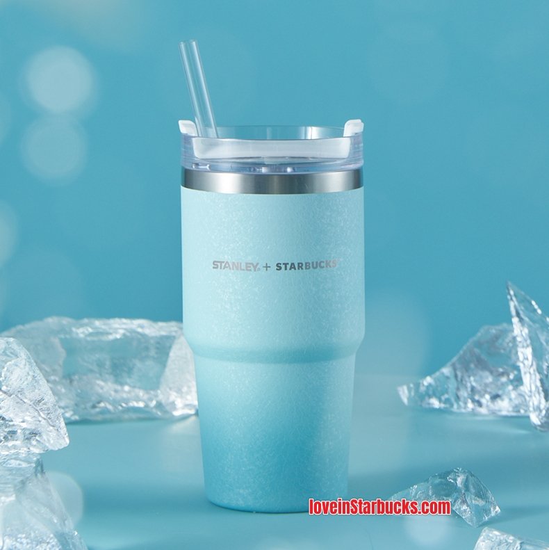 on sale Starbucks China 2022 anniversary stanley ice crack gradient blue  Stainless Steel Straw Cup 20.08