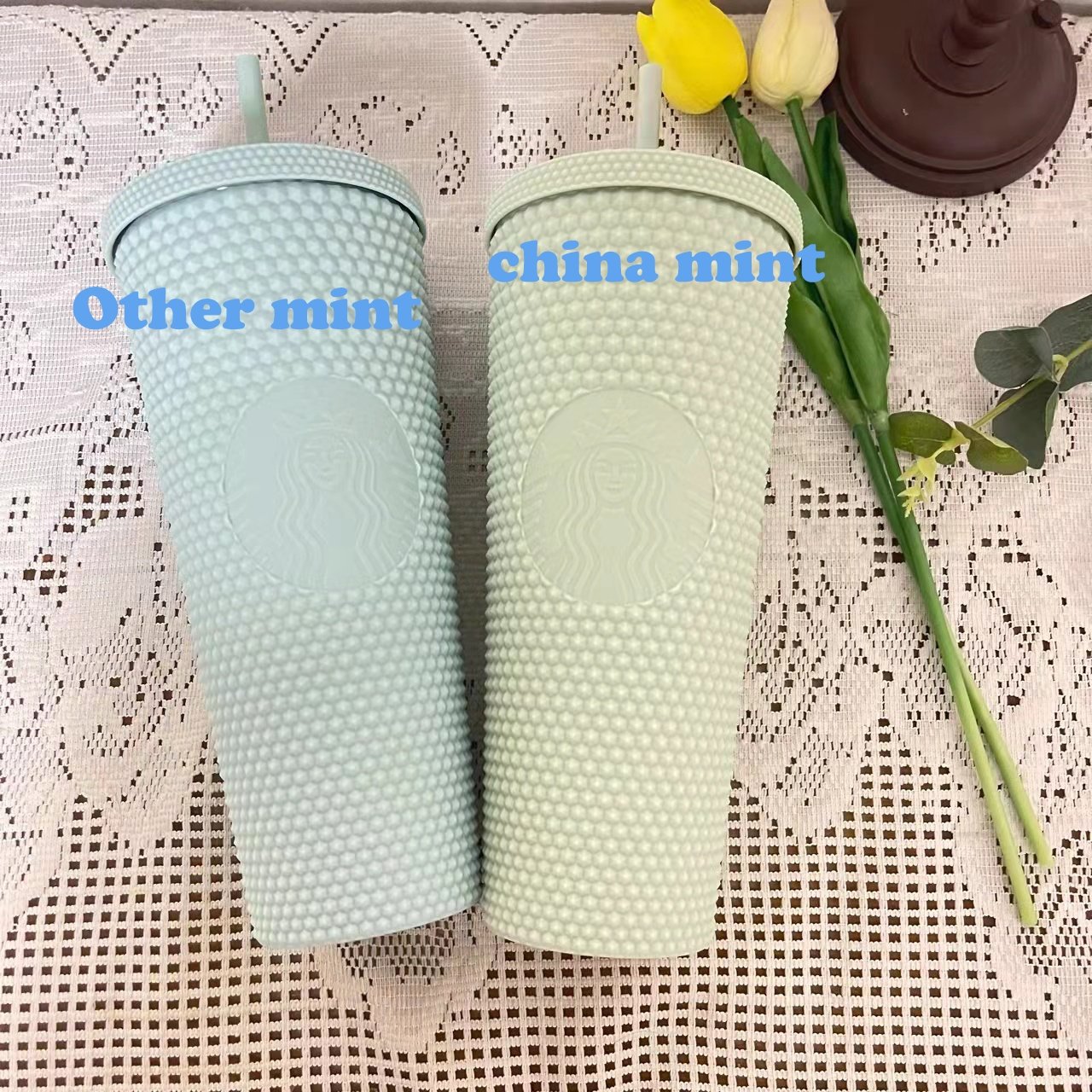 Starbucks 2021 China mint studded Straw cup 24oz durian diamond Starbucks loveinstarbucks