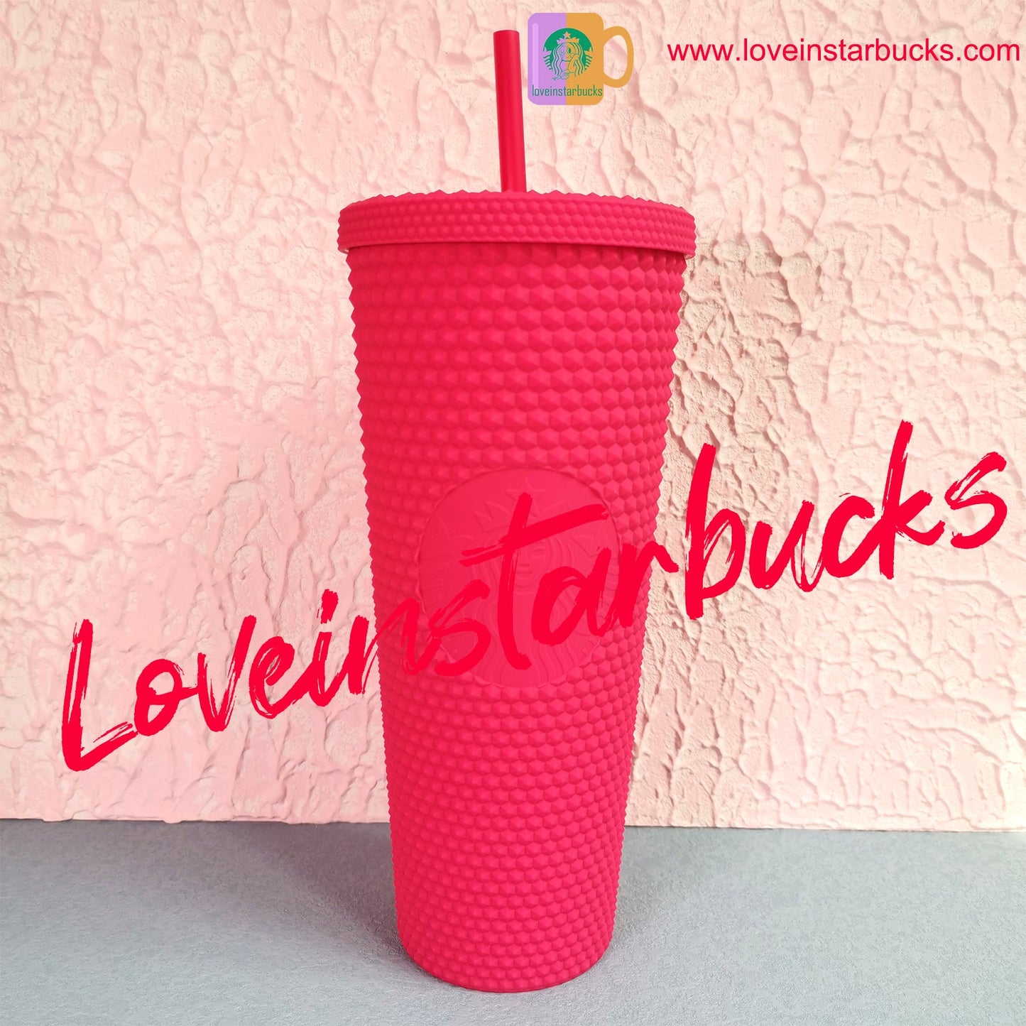 Starbucks 2021 Taiwan Tumbler Ruby Pink Matte Diamond Studded 24oz Straw Cold Cup Starbucks loveinstarbucks