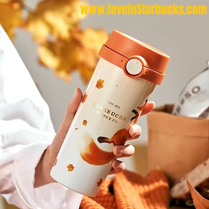 Starbucks 2022 autumn forest Fox Maple Leaf Stainless Steel Thermos Cup  Starbucks loveinstarbucks