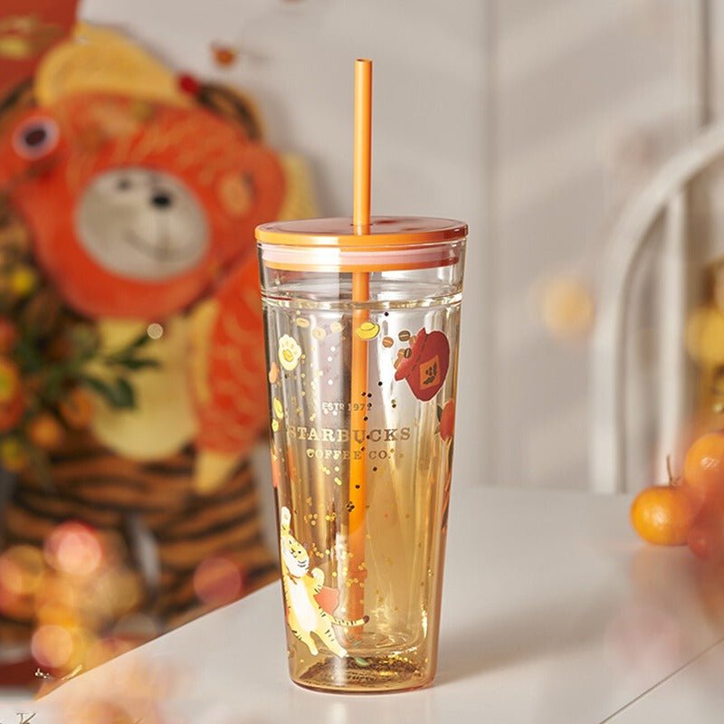 Starbucks 2022 New Year's Cute Tiger gradient Classic Glass Straw cup 20oz Starbucks loveinstarbucks