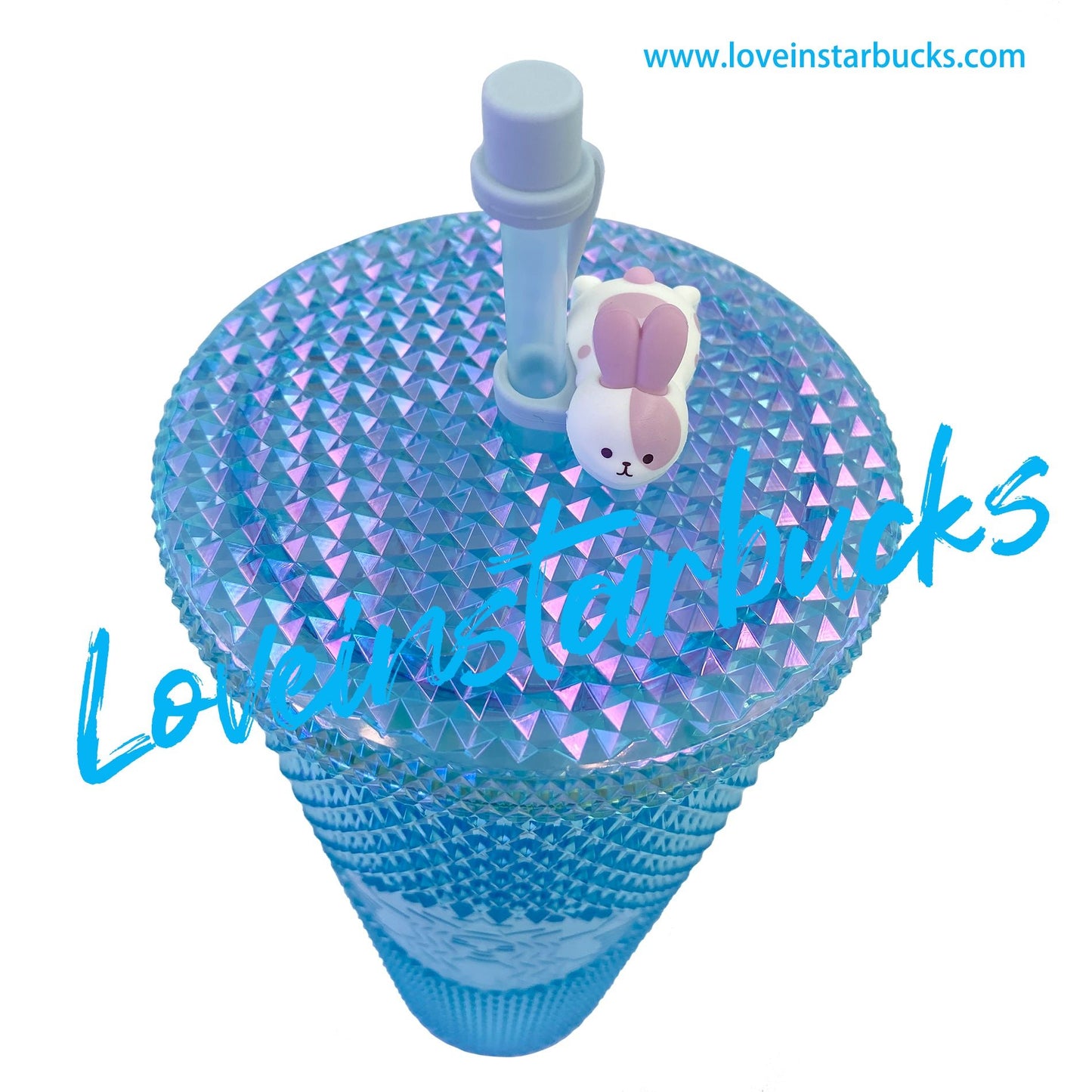 Starbucks tumblers Blue Studded China Mid-Autumn Festival bunny 24oz Straw Cup Starbucks loveinstarbucks