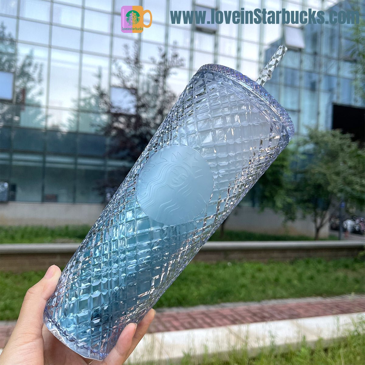 Starbucks Korea light Blue wave jeweled cold cup 24oz