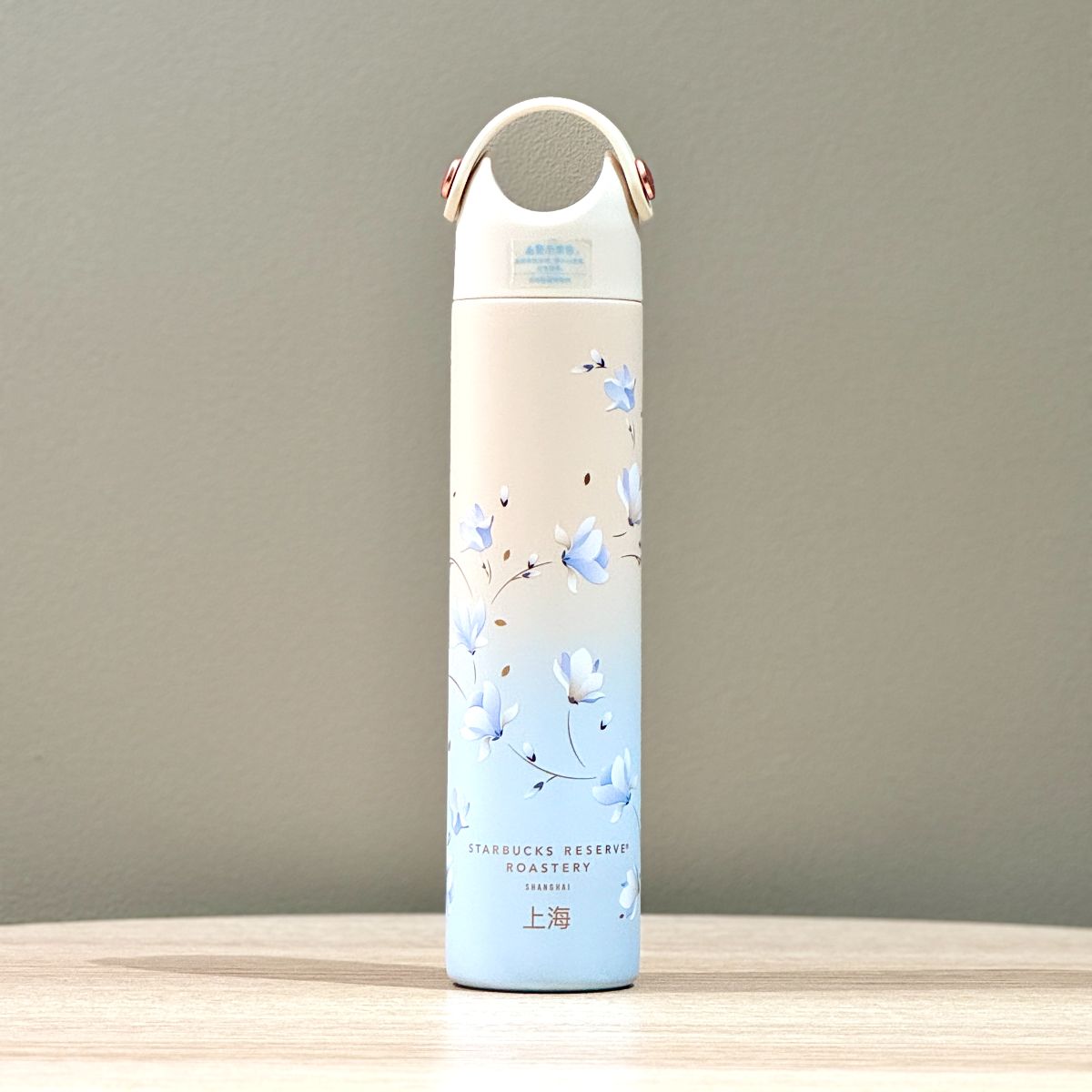 Starbucks China 2023 Shanghai Workshop 6th Anniversary White Magnolia Series light blue Stainless Steel Cup 310ml Starbucks loveinstarbucks