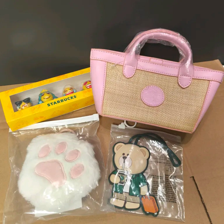 Starbucks handbag, luggage tag, coin purse and stopper