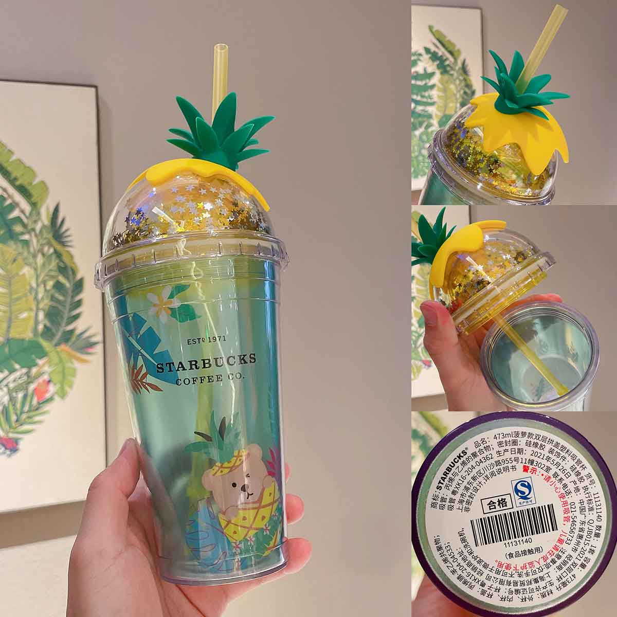Starbucks tumblers China 2021 Colorful Jungle Pineapple Straw cold Cup 473ml Starbucks loveinstarbucks