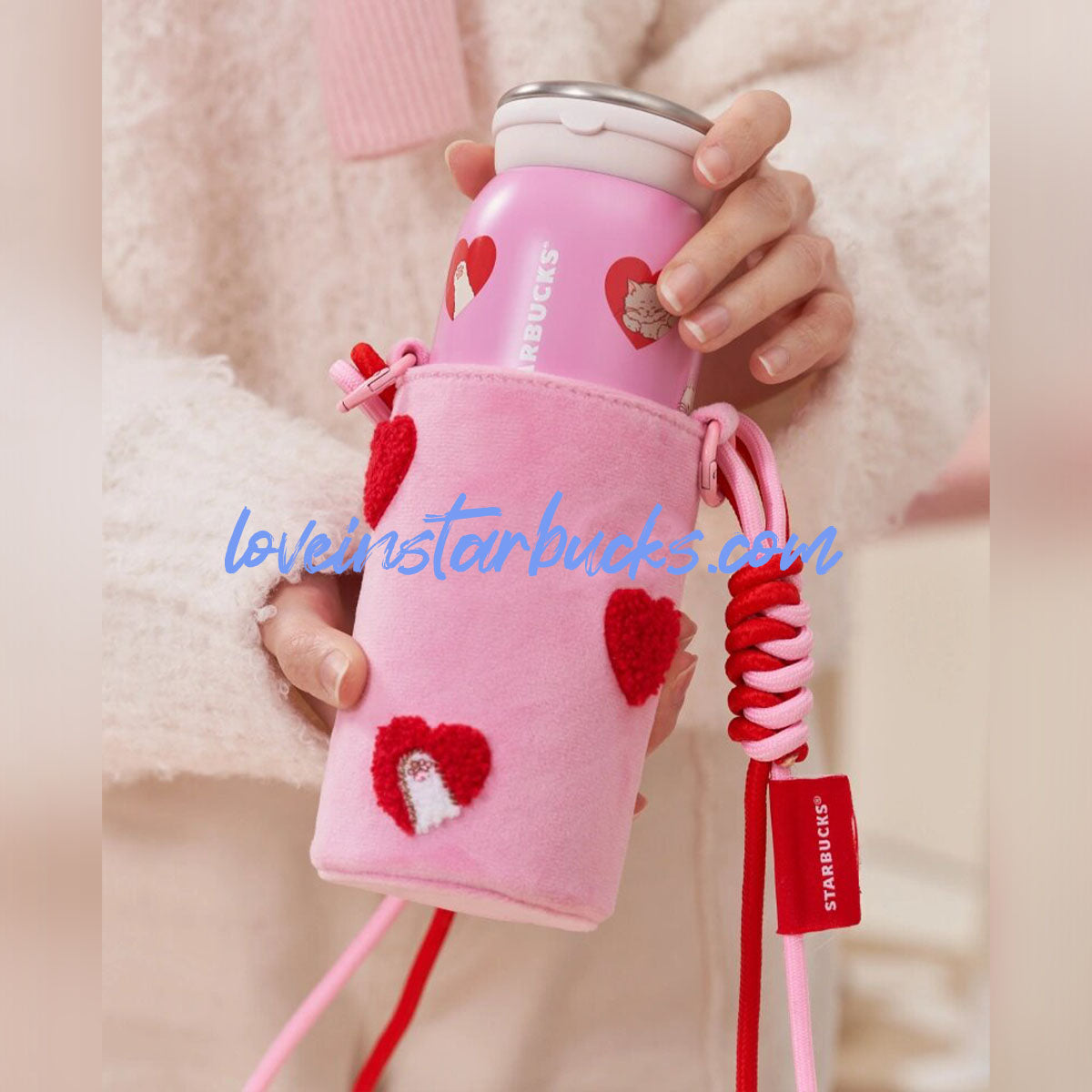 Starbucks China 2024 Valentine's Day Stainless steel cup with cup sleeve 355ml loveinstarbucks loveinstarbucks