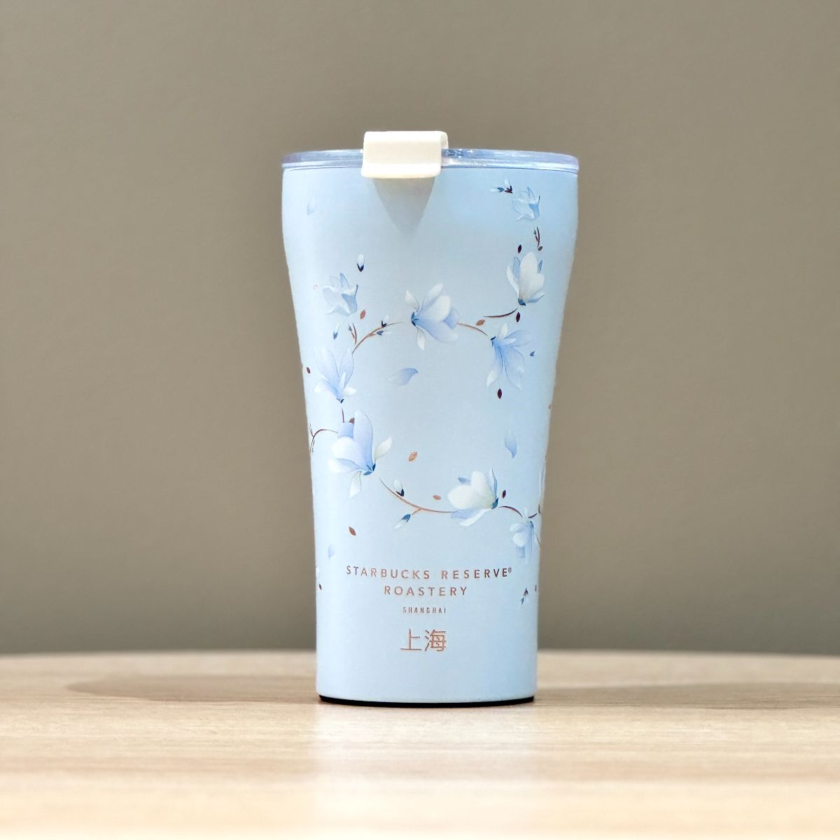 Starbucks China 2023 Shanghai Workshop 6th Anniversary White Magnolia Series blue Stainless Steel Cup 350ml Starbucks loveinstarbucks