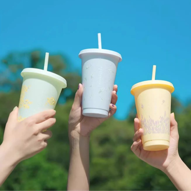 Starbucks China 2023 Summer wildflowers reusable straw cup -three cups Starbucks loveinstarbucks