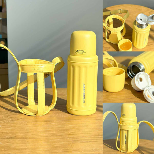Starbucks tumbler China 2023 Natural series Yellow vintage insulated stainless steel cup with cup sleeve 355ml Starbucks loveinstarbucks