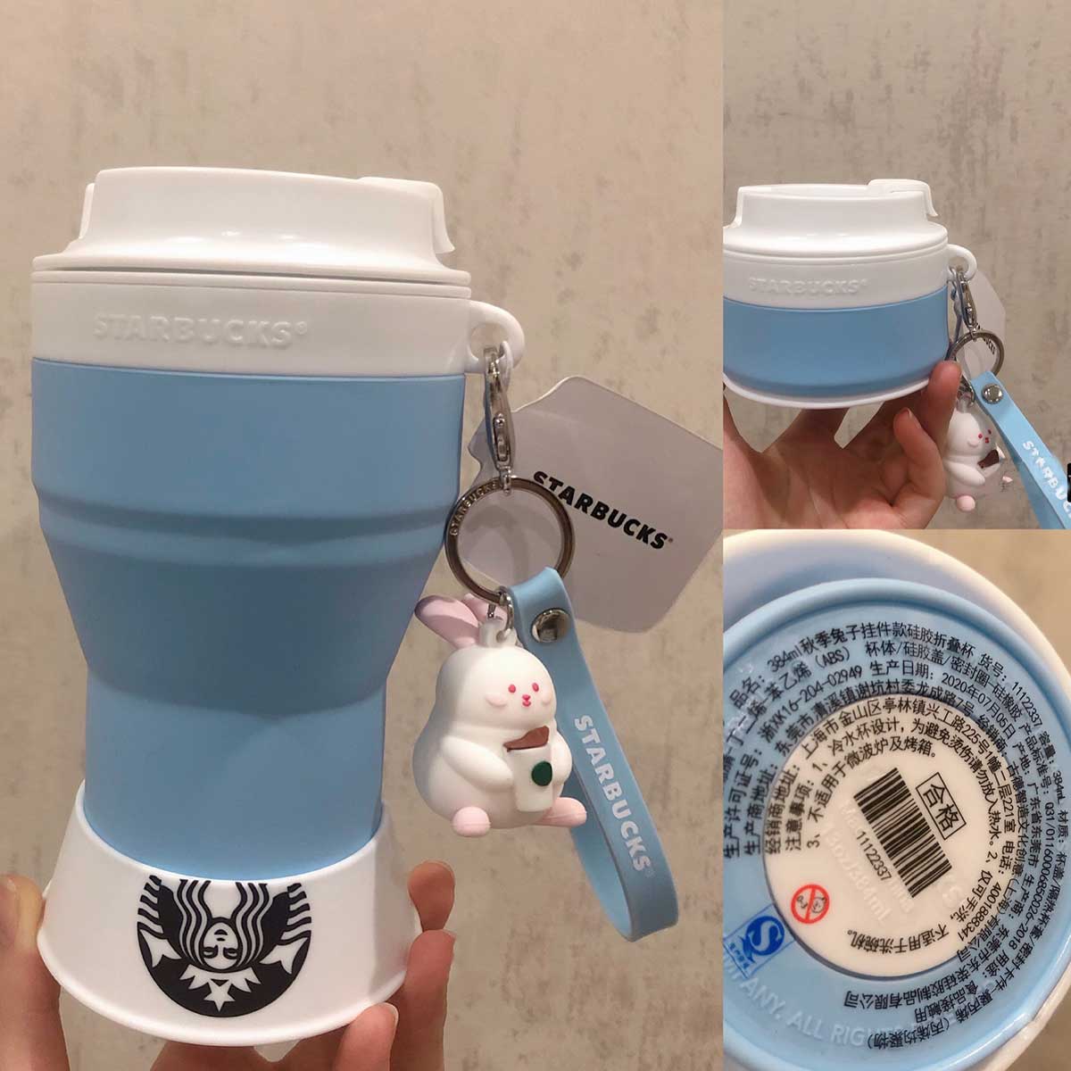 Starbucks China 2020 Mid-Autumn Festival bunny pendant silicone folding cup 384ml Starbucks loveinstarbucks